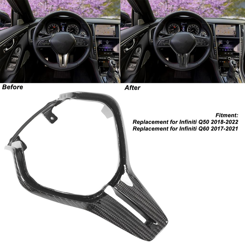 Steering Wheel Frame Panel Carbon   Overlay Decoration Trim Replacement for    0 Q60