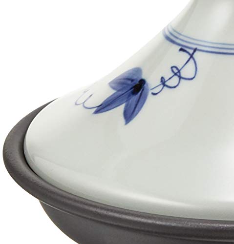 Toyo Ceramics Arita Ware Tagine Pot, 21cm (Heat-Resistant Ceramic Plate), Grape Design, ID-09-03