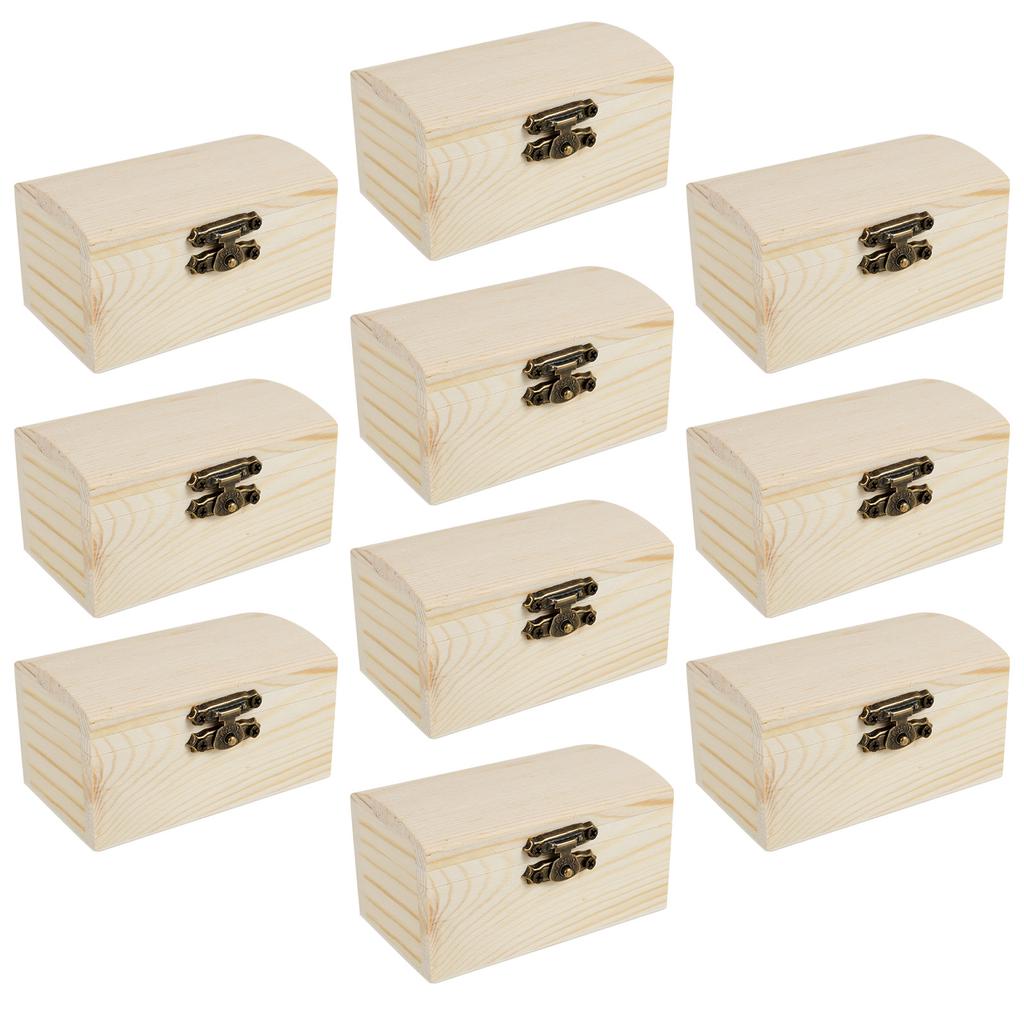 10Pcs Wooden Storage Box DIY Painting Jewelry Storage Boxes with Lid Lock Mini Organizer Boxes for Jewelry Souvenirs Small Items