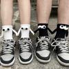 1 Pairs Creative Couple Socks Magnetic Socks with Eyes and Hands Mid Tube Sweat-absorbing Stockings Cartoon Lovers Friends Socks