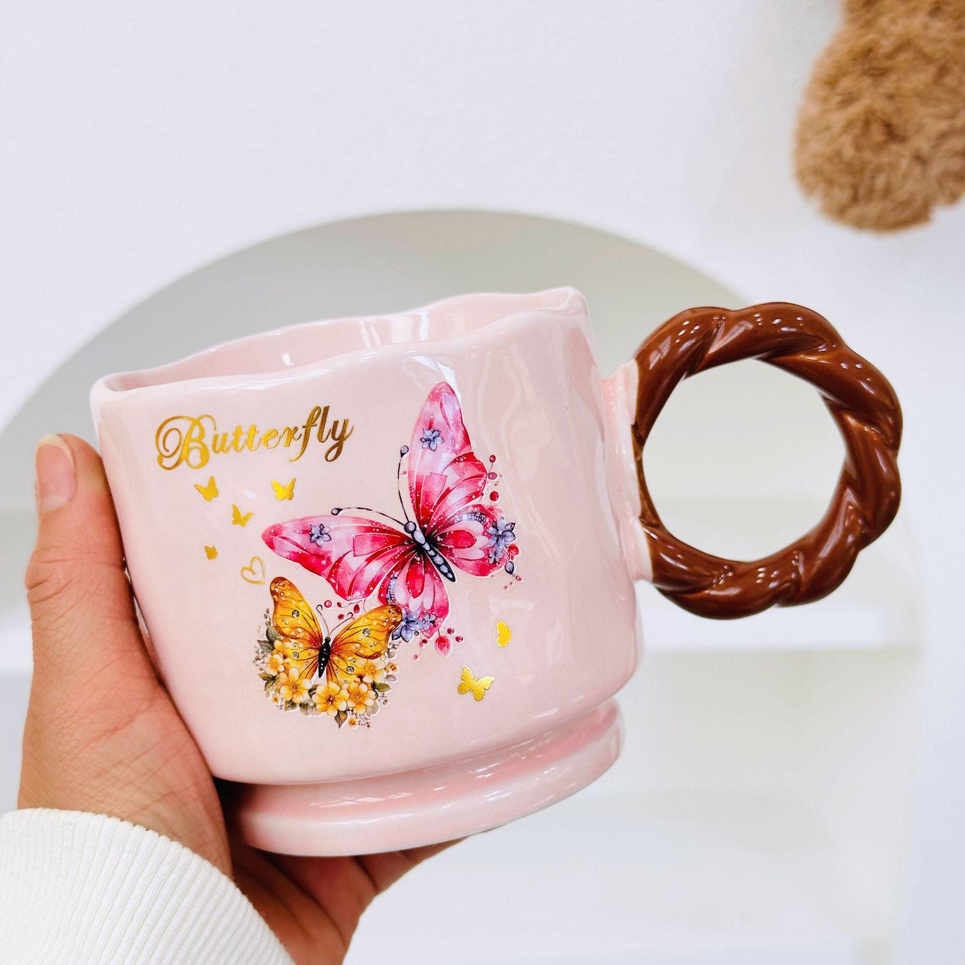 

Papa Duck with Lid Mug Cute Ceramic Cup Couple High Looking Girl Heart Gift Girl Water Cup 400ML