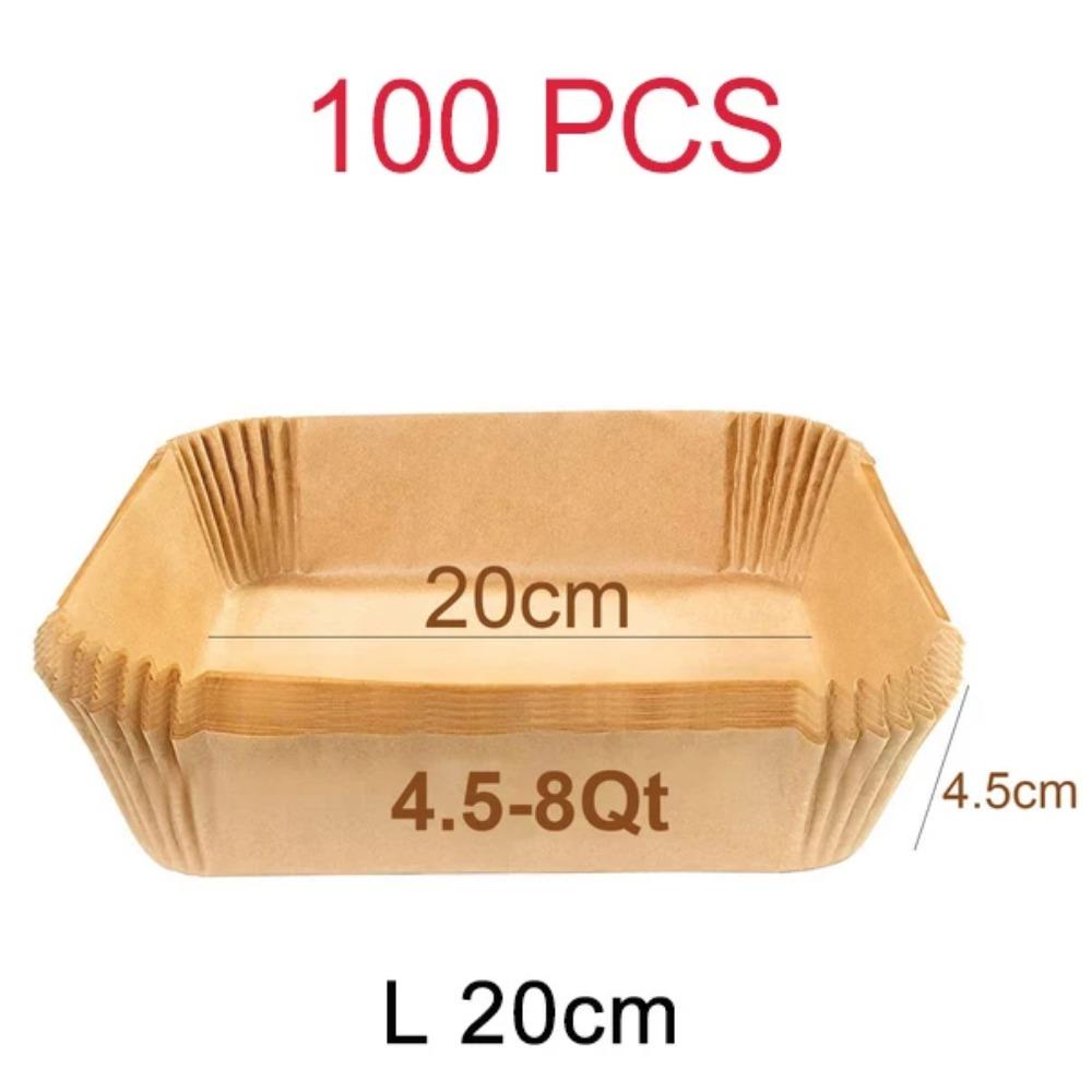 Large Air Fryer Paper Liner 23cm Square/Round Oil-proof Disposable Parchment Special Paper Tray Baking Mat Air Fryer Accessories