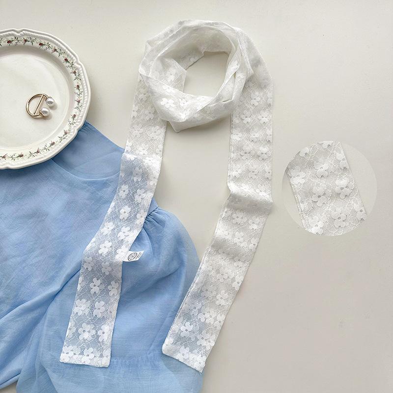 Long lace premium sense versatile double-layer elastic super long decorative scarf multi-functional strap headband waist