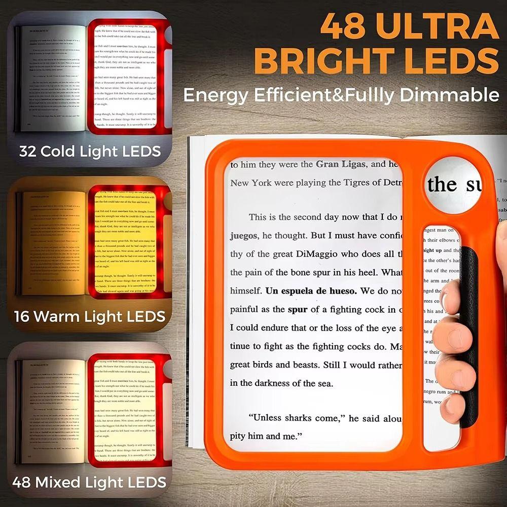 

Ручна лупа 5X 10X освітлення 48 світлодіодних ламп Лупа для читання газет помаранчевий
