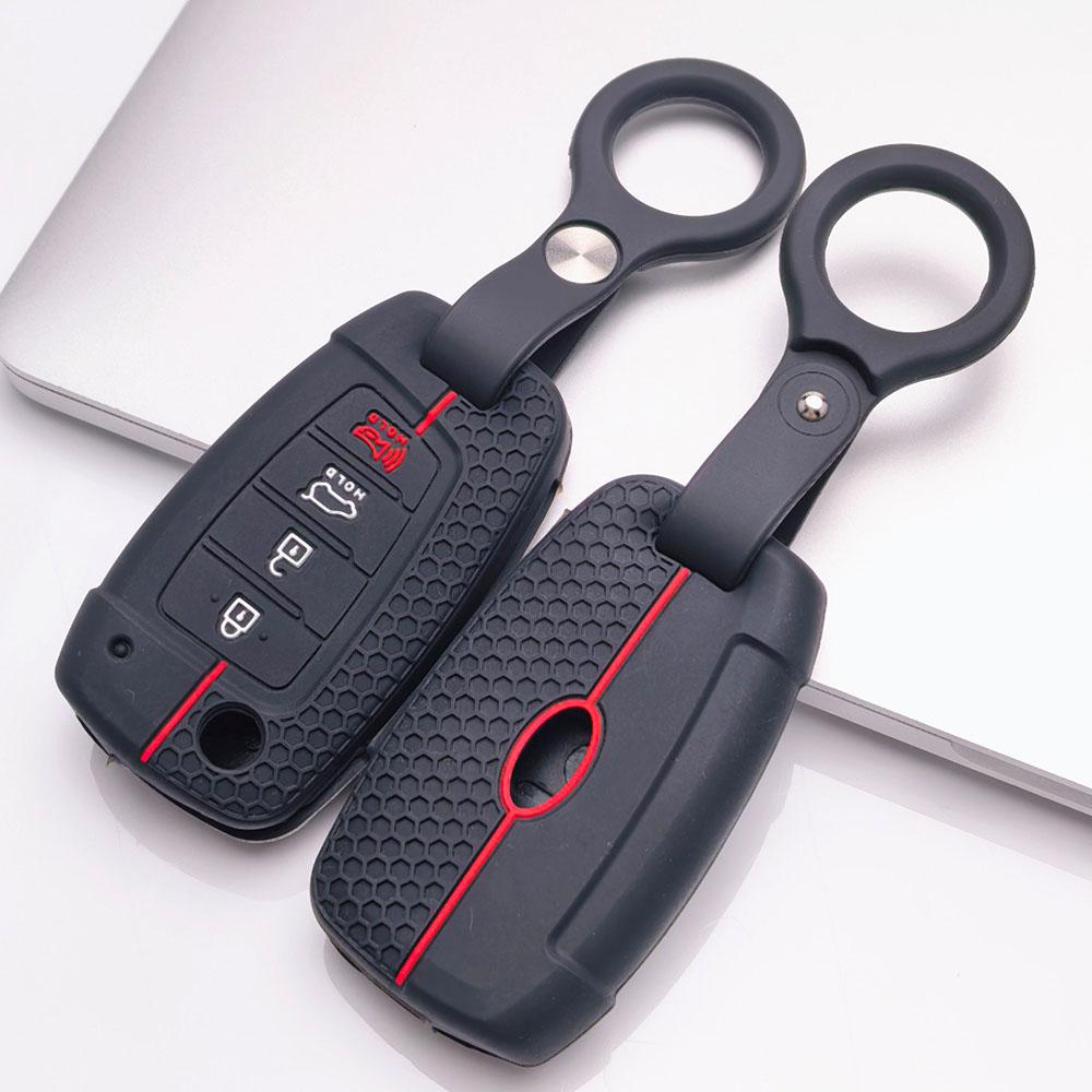 Silicone Car Key Fob Cover Compatible with Kia Optima Sorento Sportage Forte Soul Rio for Hyundai, Fits Hyundai Sorento Sportage Rio Elantra Tucson