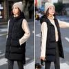 Women's Vest Jacket Down Cotton Vest Autumn Winter Jacket Hooded Long Coat Sleeveless Loose Female Waistcoat Snow Wear