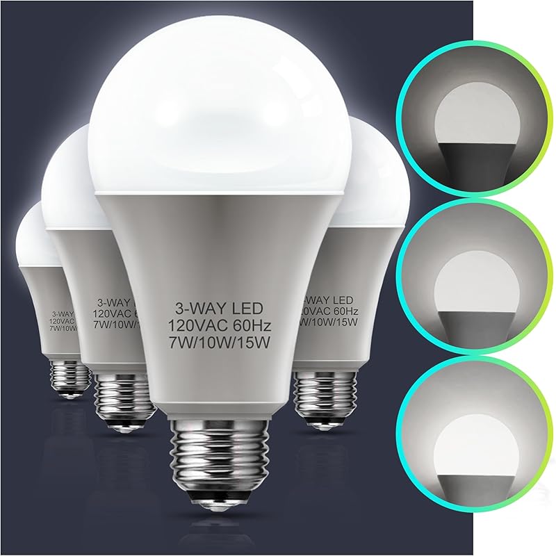 

3 Way Light Bulbs, LOHAS 3 Way LED Light Bulbs 50 100 150W Equivalent, Daylight White 5000K, Three Way A19 Light Bulbs, E26 Base LED Bulbs for Desk 2 Count (Pack of 1)