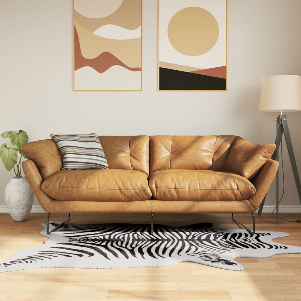 vidaXL Teppich Schwarz Weiß 120x170 cm Zebramuster Waschbar weiß