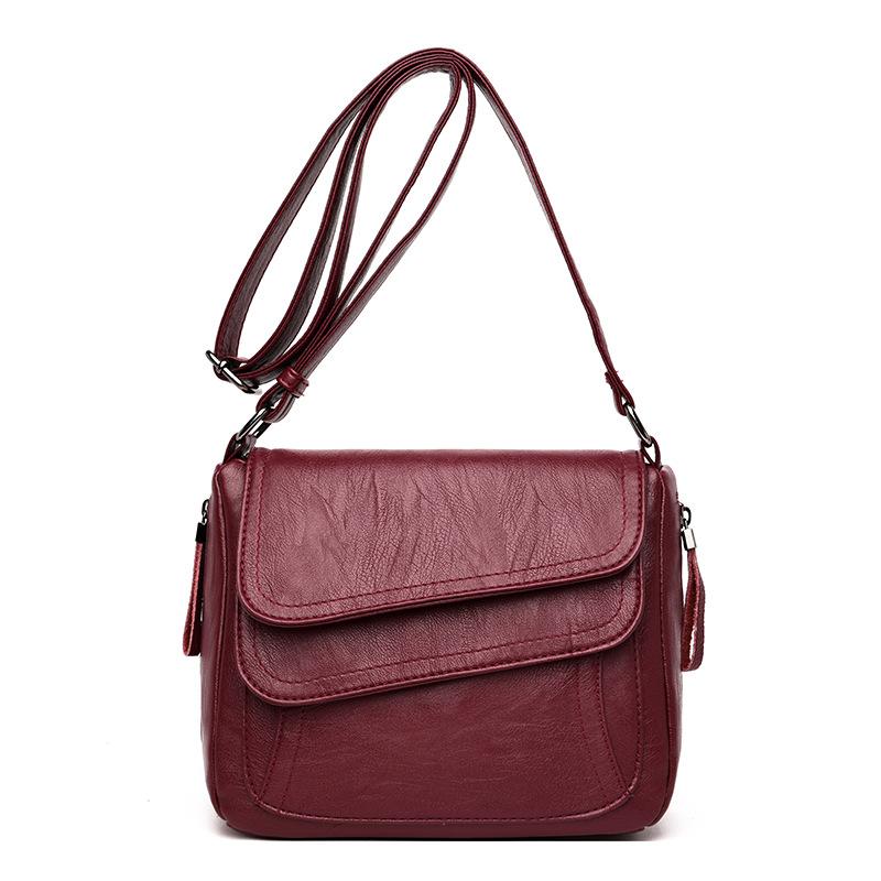 Autumn New Autumn Style Middle-aged and Elderly Women's Bag Shoulder Crossbody Bag Soft Leather Women's Singles Bag