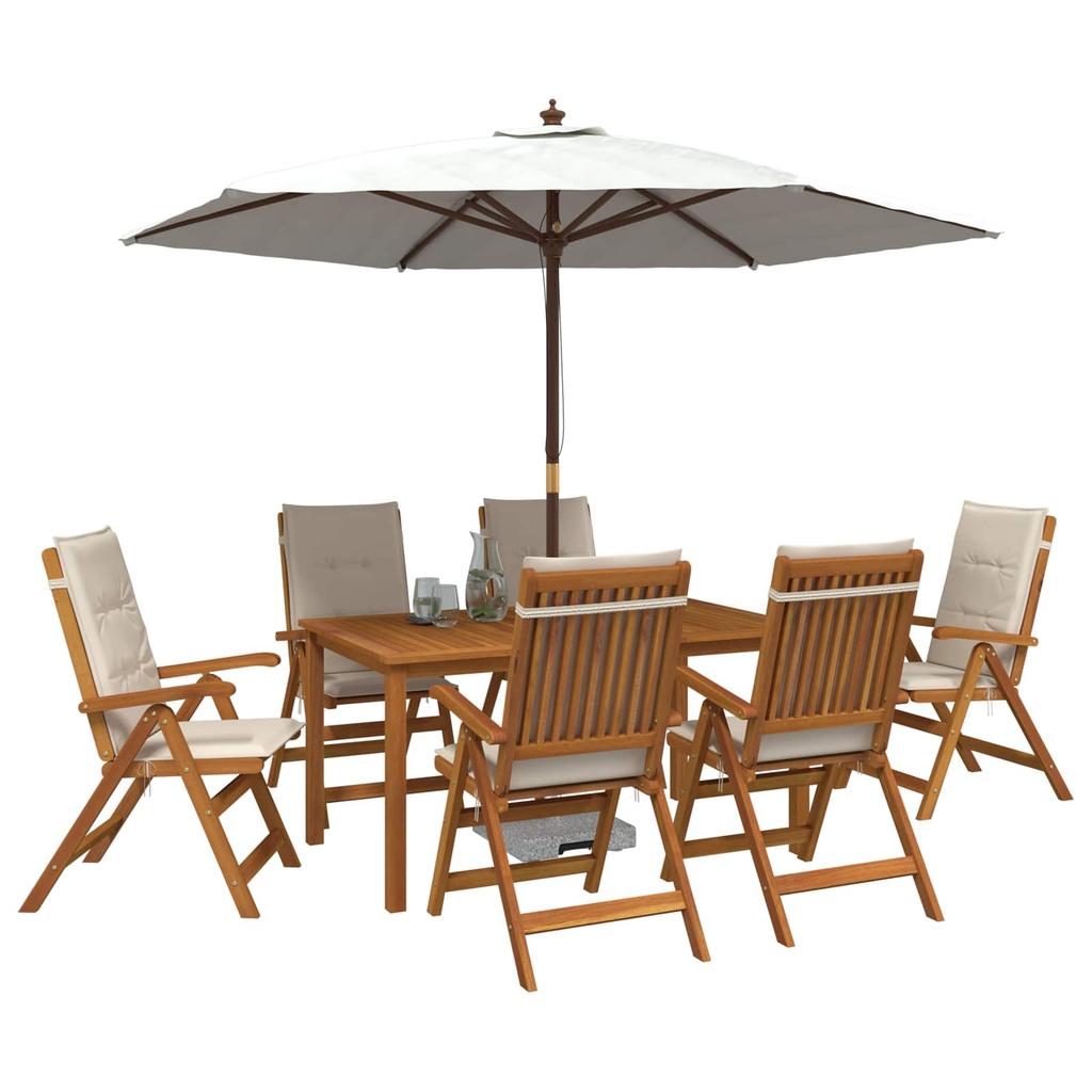 7 Piece Garden Dining Set Natural Solid Wood Acacia