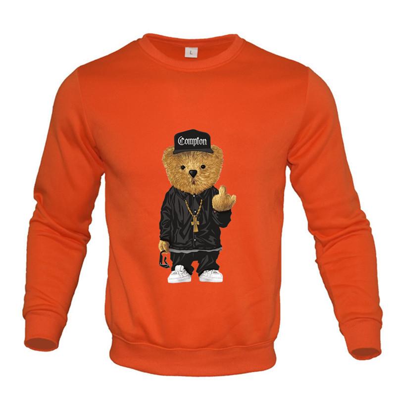 

Світшоти з принтом плюшевого ведмедика з круглим вирізом чоловічі з довгим рукавом повсякденний вуличний одяг модні топи пуловери та довгі рукави чоловічі XXXL помаранчевий