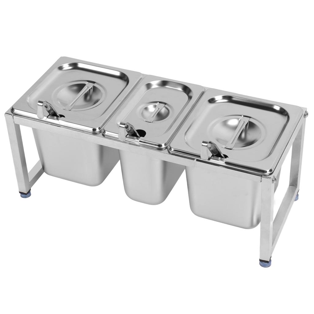 Stainless Steel Telescopic Jam Pot with Holder Condiment Dispenser Rack Milk Tea Shop Jam Basin Stand No.27 2pcs 2.2L