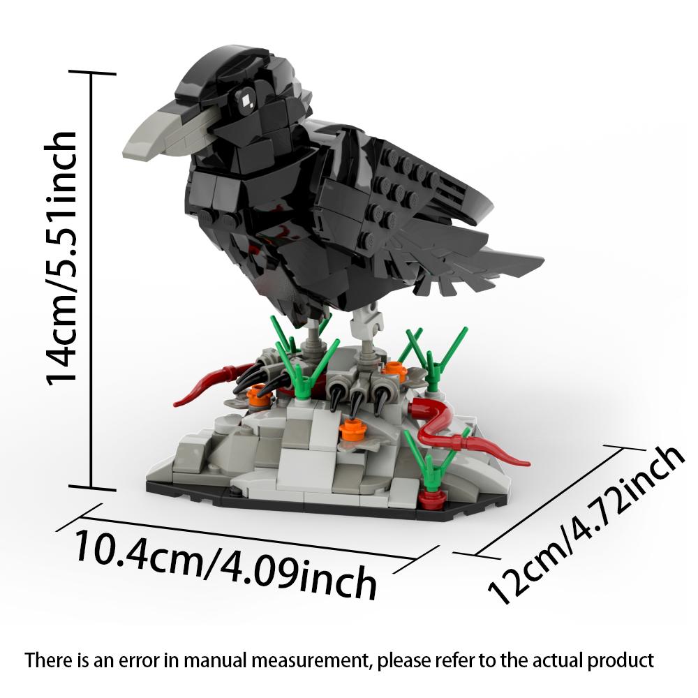 MOC Raven Bird Model Kit, Detailed Black Crow Building Blocks Setfor Kids & Adults, Creative DIY Animal Bricks Toy, Gift for Fan