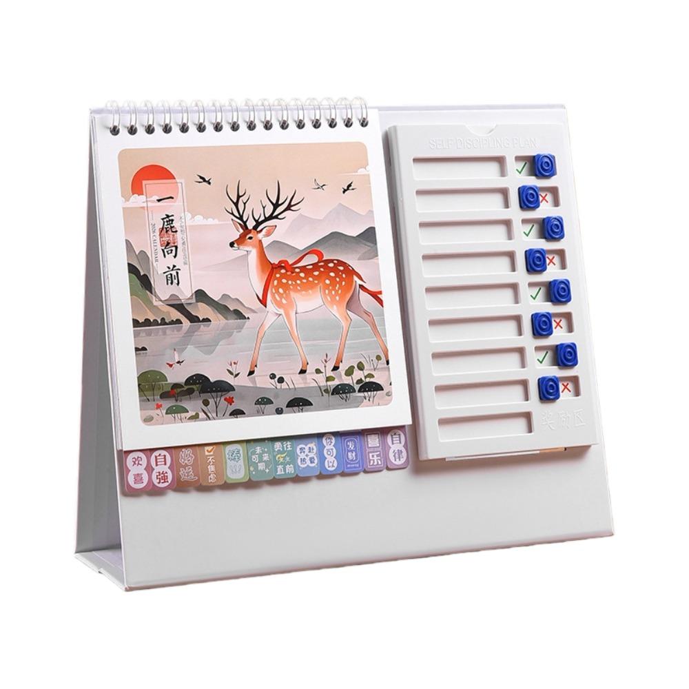 Coil Binding 2026 Desk Calendar Month Date Display Standing Flip Calendar Home Decoration