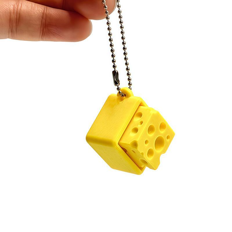 Cheese Shaped Fidget Keychain, Cute Stress Relief Toy, Daily Carry Gift For Kids, Teens & Adults one size