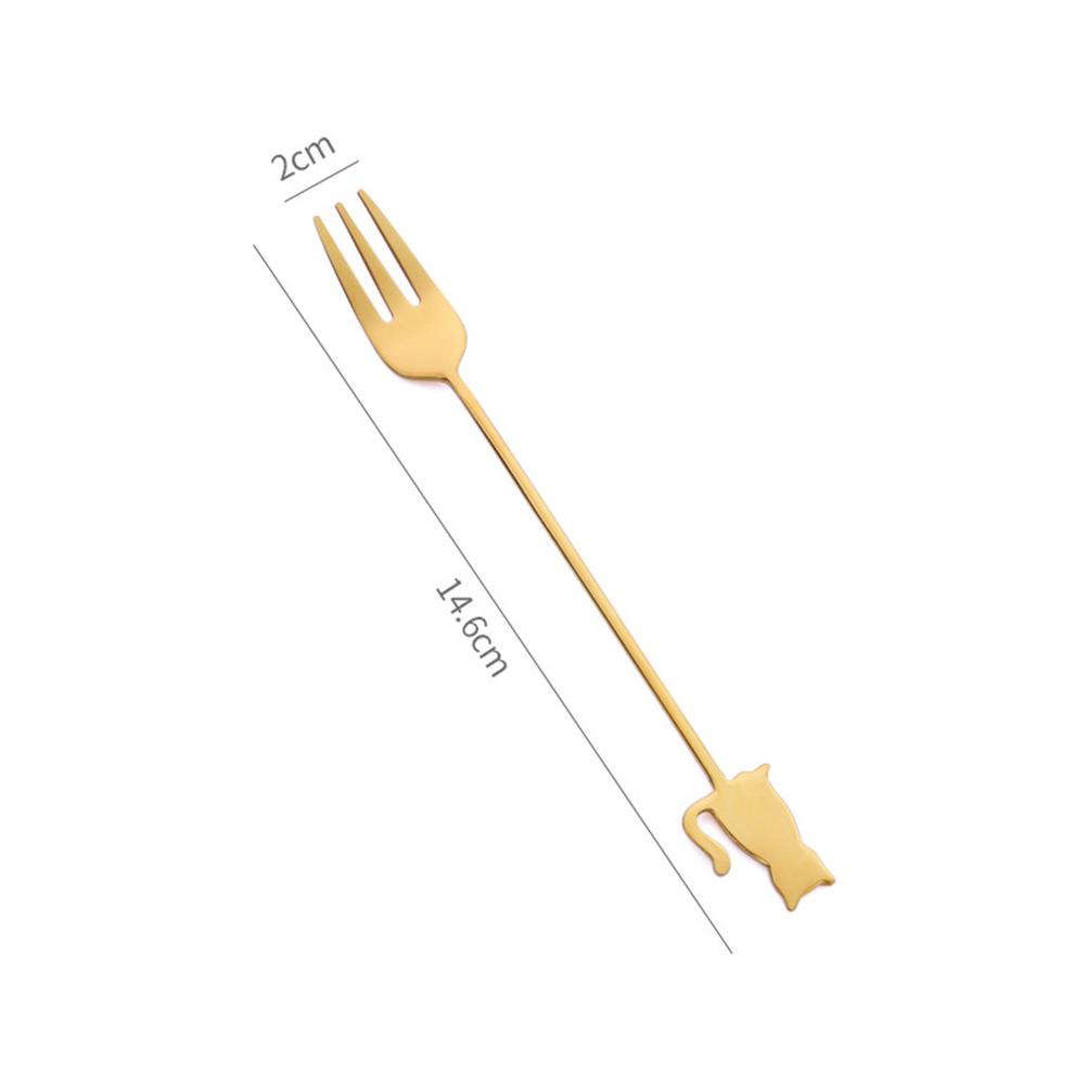 6pcs Spoons Fork Set 304 Stainless Steel Cat Fish Shape Coffee Snacks Fruit Prikkers Dessert Fork Kitchen Tool