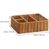 Luxshiny Rectangular Woven Storage Basket with 4 Compartments Table Divided Key Basket Box Wallet Tray Entryway Organizing Utensil Holder for Tissue
