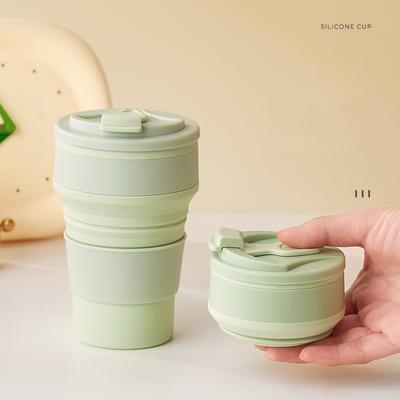 GIANXI Reusable Silicone Collapsible Cups With Lid For Camping 350ml 500ml Portable Folding Kitchen Coffee Cups For Travel