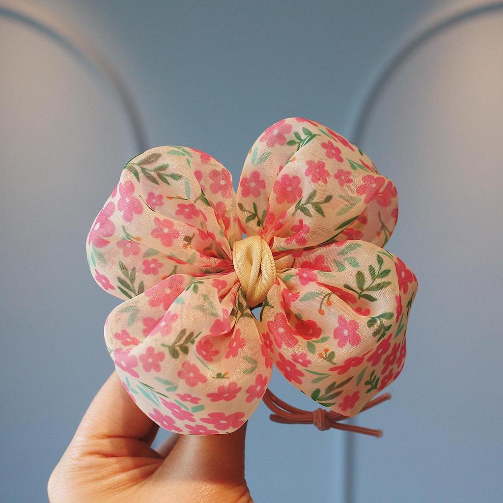Child-Friendly High Elastic Hair Ties: Floral Bows & Ponytail Holders