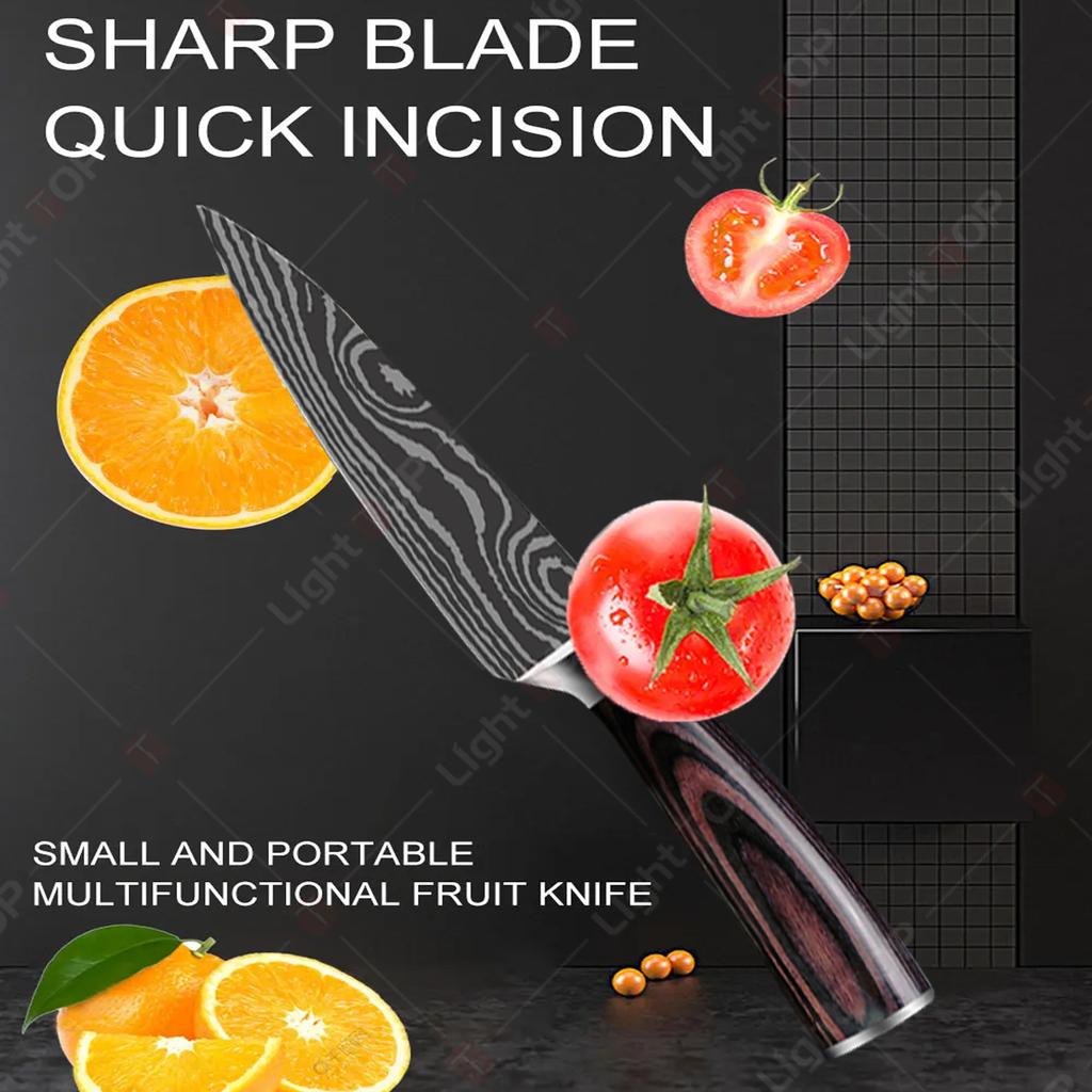 3.5inch Kitchen Fruit Knife Damascus Meat Cleaver Slicing Knife Stainless Steel Fruit Peeler Utility Knife Kitchen Accessories