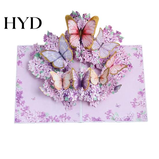 Handmade Greeting Card Foldable 3D with Envelope Decorative Artistic Birthday Gift Fly-out Holiday Blessings Message Space