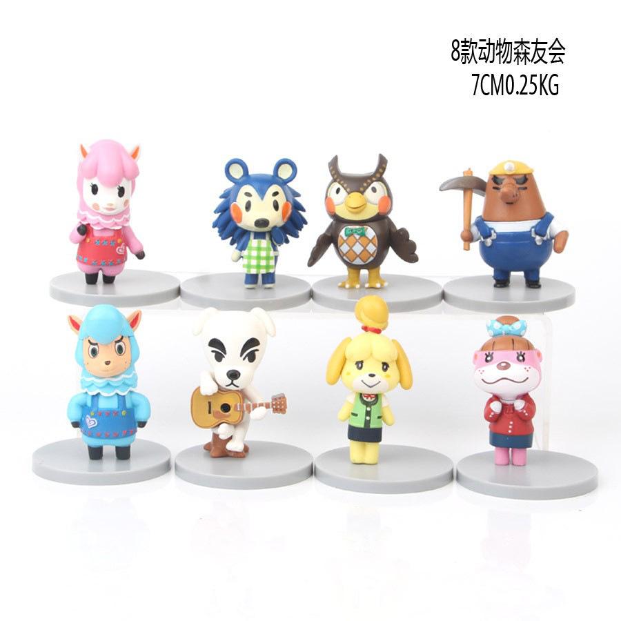 

8Pcs/Lot Animal Figure Crossing 7cm Game Periphery Isabelle Tom Nook Cake Decoration Kawaii Desktop Car Ornaments Doll Gifts NO BOX