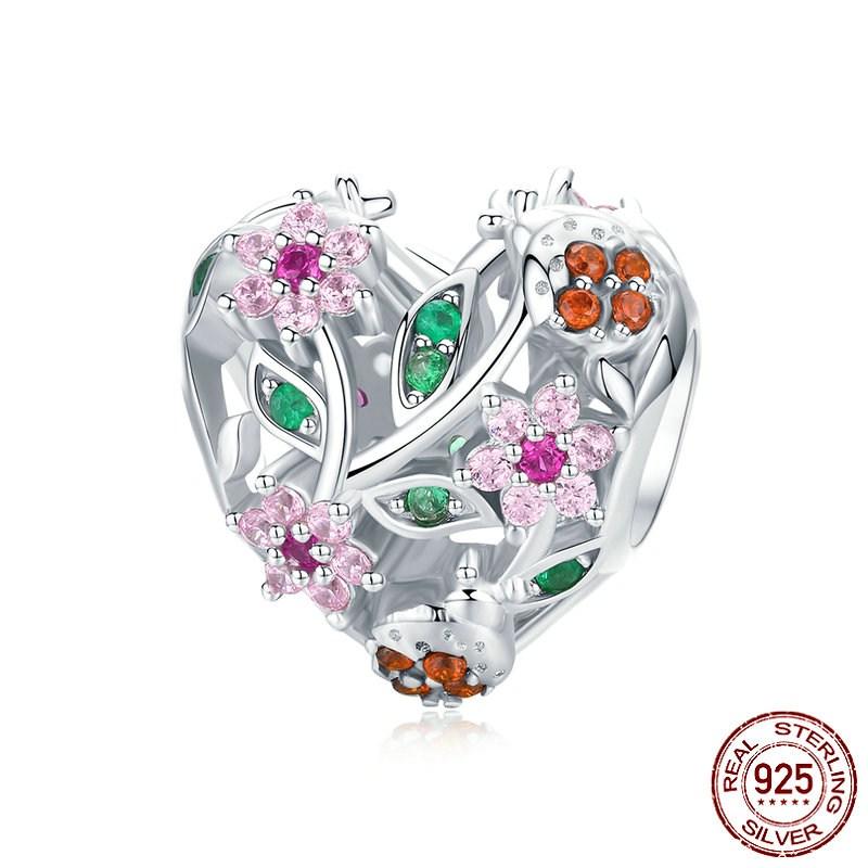 Fit Europe Bracelet Original 925 Sterling Silver Cactus Pineapple Flower Beads S925 Pink CZ Cherry Blossom Charms Diy Jewelry