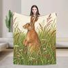 Wild Rabbit Blanket, Woodland Hare Throw Blanket, Meadow Animal Decor, Unique Nature Lover Gift