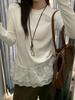 Korean Lace Patchwork Floral Plush Long Sleeve Women's T-shirt, Slim-Fit Versatile Base Layer for Autumn/Winter