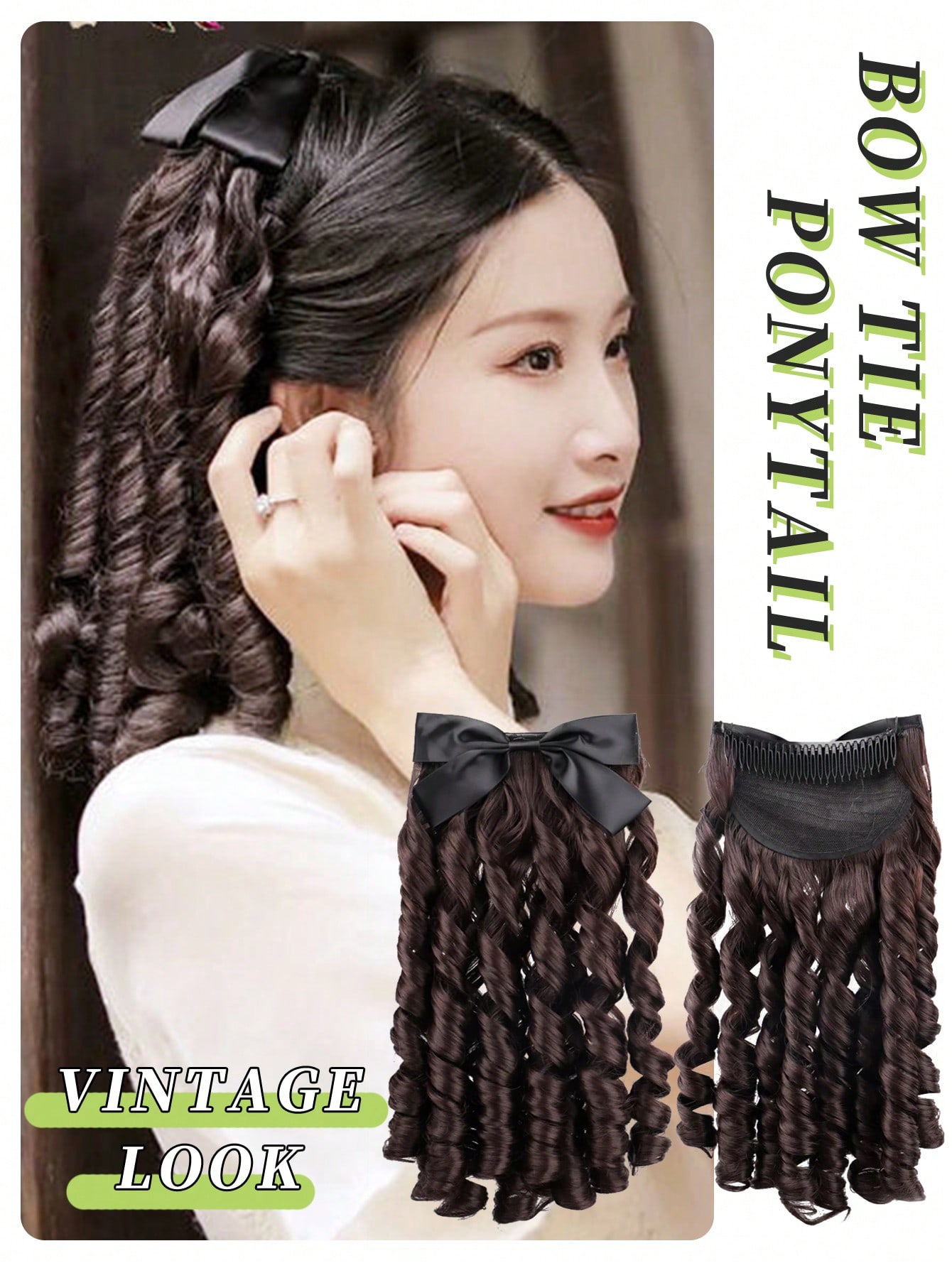 

Синтетична римська кучерява перука з хвостиком 14 дюймів для жіночої ретро-зачіски з бантом для щоденного використання жінками 14inch