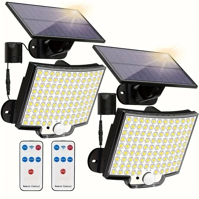2/4PCS Outdoor Security Solar Wall Lamp 106LEDs Motion Sensor Flood Light with Remote 4 Modes for Outside Garden Garage Lighting