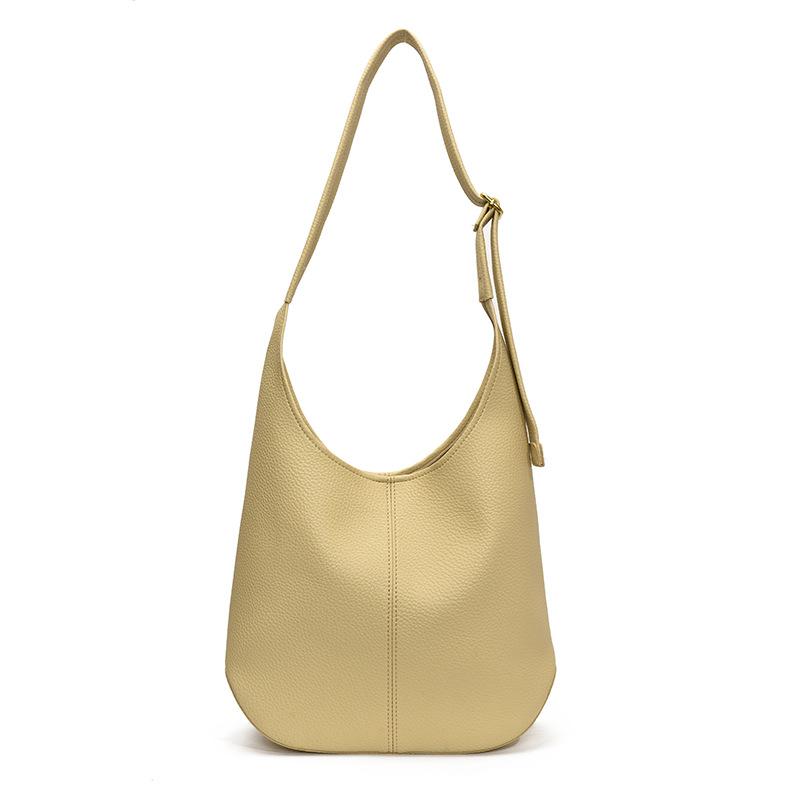 Popular simple casual commuter style large-capacity tote bag women's high-end lychee pattern soft leather messenger bag