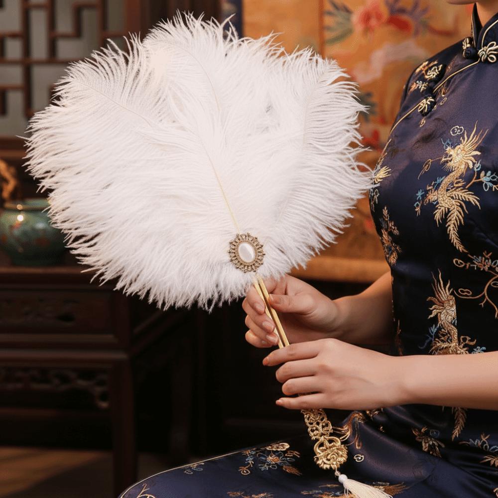 Feather Crafts Feather Fan Cosplay Props Cheongsam Dance Props Portable Decorative Craft Fan Party
