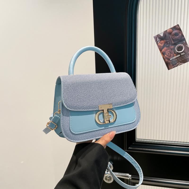 2025 summer new fashion texture small square bag retro trend contrasting color shoulder messenger bag niche design women's bag