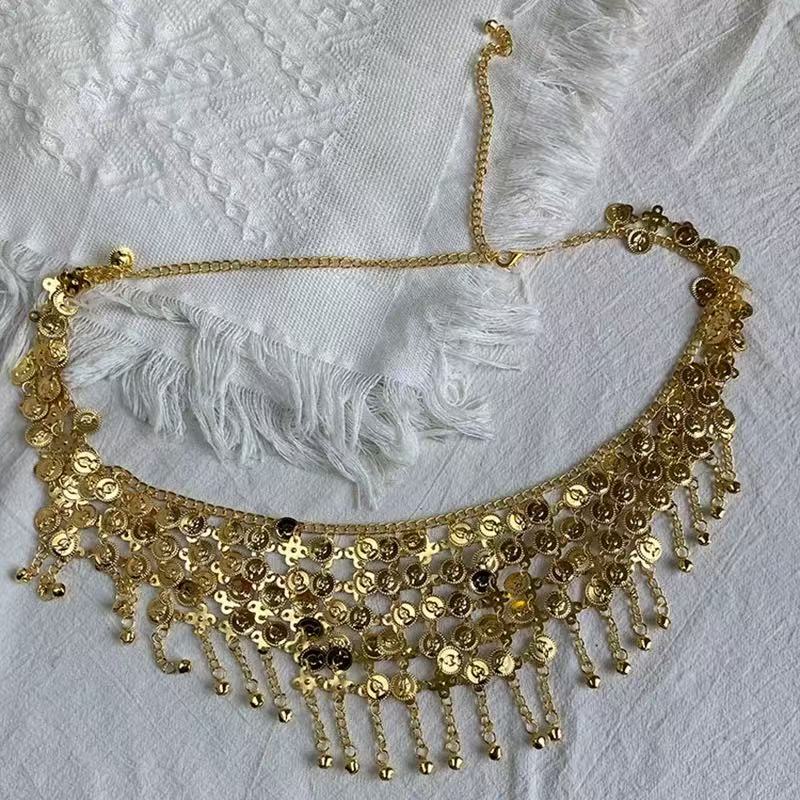 - chaîne de taille chaîne danse jazz exotique danse du ventre ceinture de taille accessoires de niche femmes high street performance or