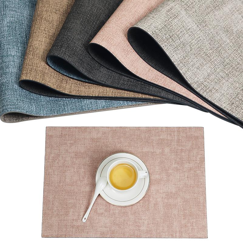 Nordic PU Leather Placemats Double Color Waterproof Oil Resistant Heat Insulation Dining Table Mats Coasters Luxury Style