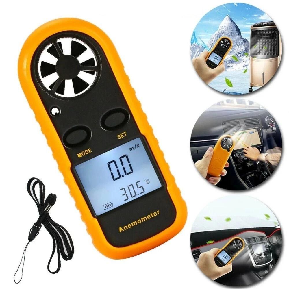 LCD Display Digital Anemometer Mini Air Velocity Meter Wind Speed Gauge  Airflow Testing