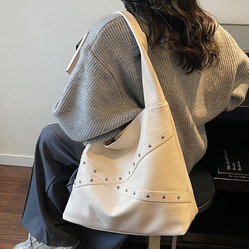 Women's Large Capacity PU Leather Solid Color Shoulder Bags 2025 Winter Retro Tote Bags Luxury Designer Trend Female Handbags