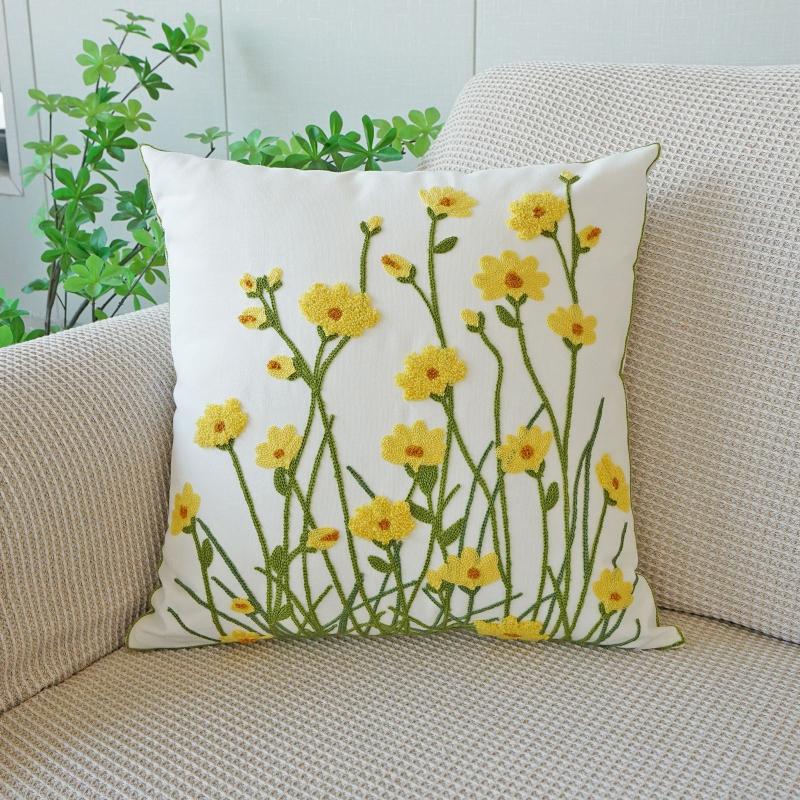 45X45Cm Flower Throw Pillow Cover Plant Embroidered Stamping Waist Cushion Cover Decor Home Decorative Pillowcase New