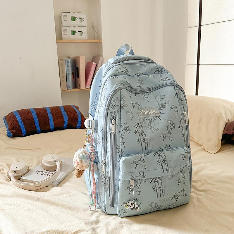 High Value Medium Fresh and Sweet Bamboo Backpack Junior High School Students Lightweight Simple Large Capacity Backpack