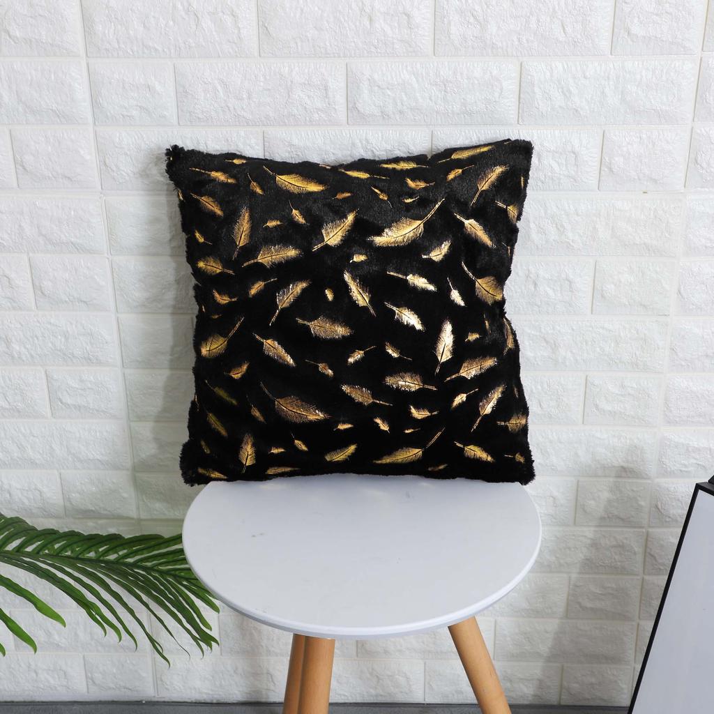 Decorative Pillowcase, Feathers, Black