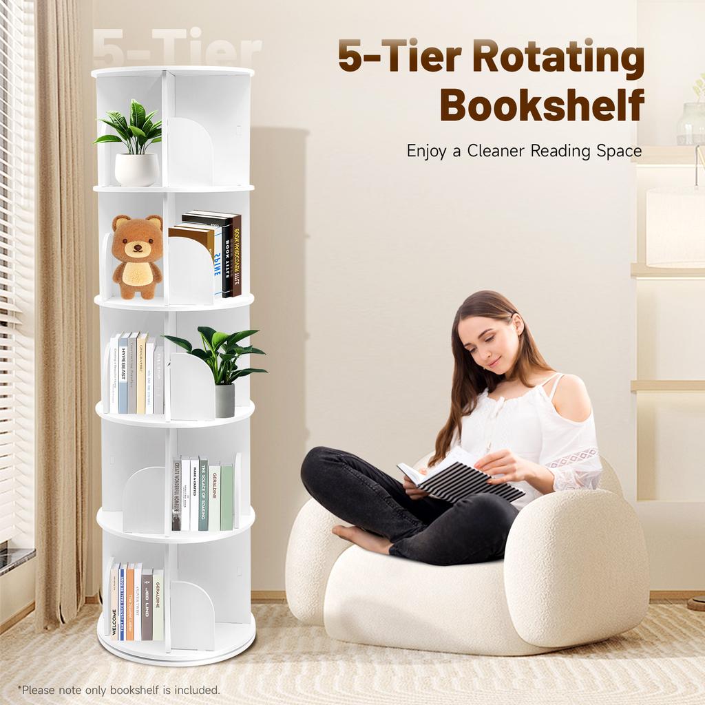 5patrový otočný a stohovatelný organizér na knihy, otočný regál na knihy s 20 přihrádkami, stojan pro vystavení do kanceláře/domu
