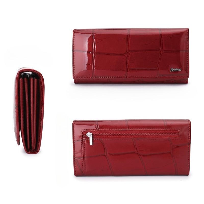 WomenGenuine Leather Long Wallet Magnetic Hasp Cow Leather Female Coin Purses Fashion High Quality Wallets Women's Money Walet Ladies Clutch Bag