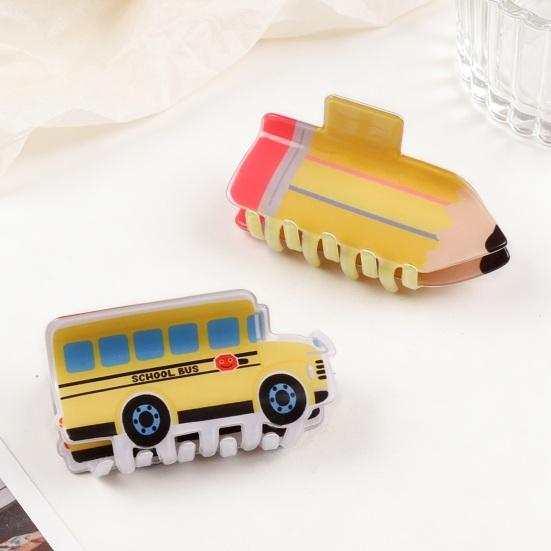 Hair Claw No Slipping Strong Grip Medium Size Back Head Hair Clip Pencil School Bus Design Shark Hair Clip Versatile Hair Accessory
