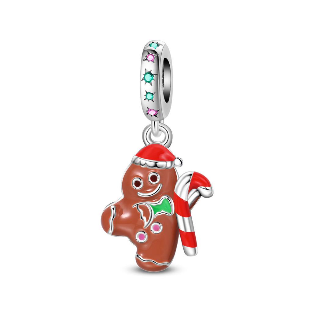 Charme Série Halloween Traîneau Homme en Pain d'Épice Pendentif Perle Lâche Perle Lâche Ornement DIY Bracelet Collier Accessoires