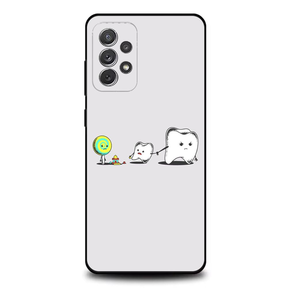 Tooth Teeth Funny Dentist Phone Case For Samsung S25,S24,S21,S22,S23,S30,Ultra,S20,Plus,Fe,Lite,Note,10,9,5G Black Cover