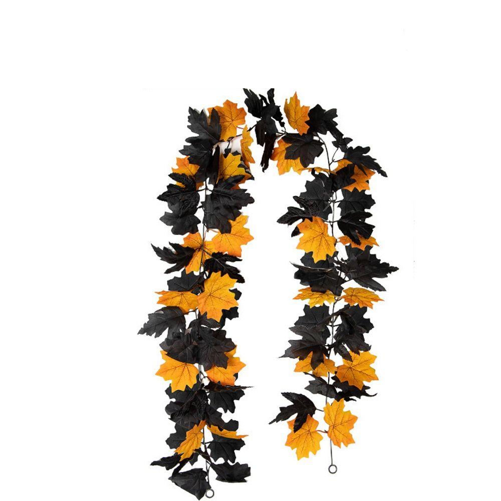 

Retro Halloween Black Maple Leaf Autumn Artificial Plant Wall Hanging Halloween Garland Wedding style 7