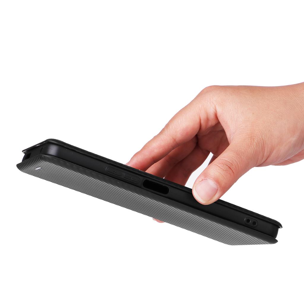 Pro pouzdro na telefon TCL 505 Kožené s texturou uhlíkových vláken Magnetické zavírání Skořepina