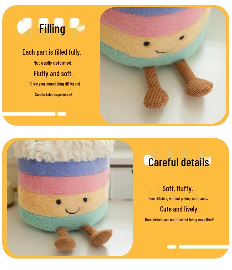 Adorable Rainbow Cake Plush Doll - Happy Birthday Gift & Fun Decor Toy