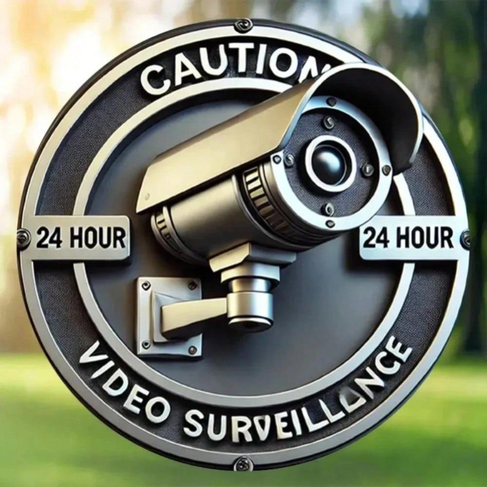 Security Camera Metal Sign 2D Flat Retro Style Home Decor Wall Art Vintage
